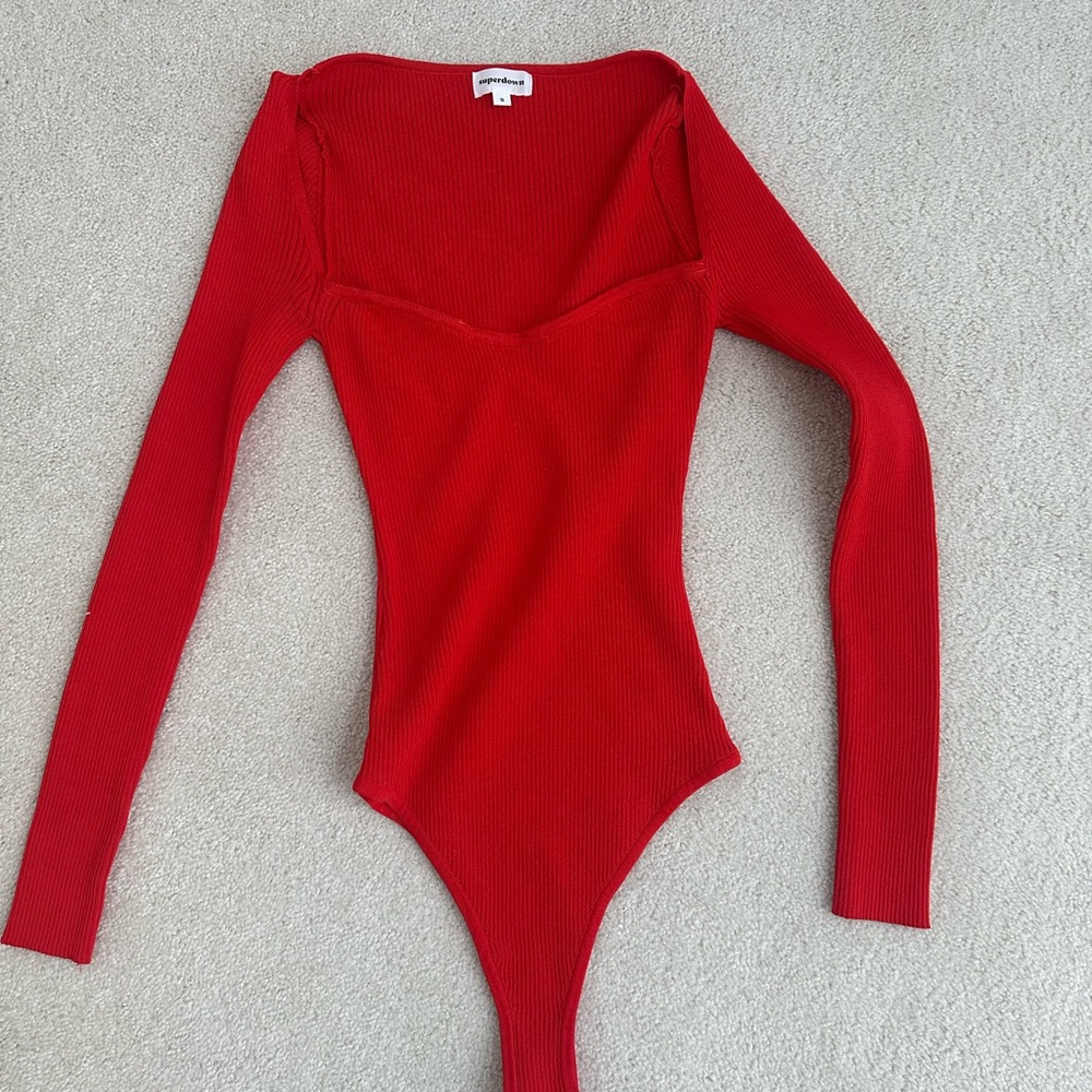 Revolve Red Long Sleeve Bodysuit